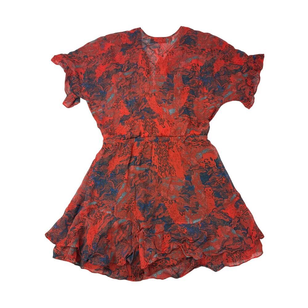IRO Kizz Chiffon Dress Dress Size 4 Red / Blue - Picture 6 of 6